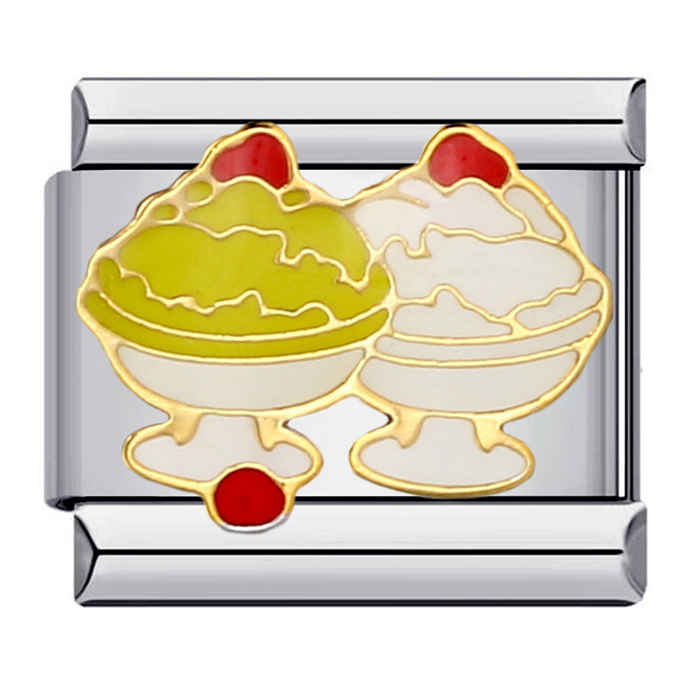 New dessert and cake element Italian modular bracelet, stainless steel welded oil dripping DIY fashion bangle