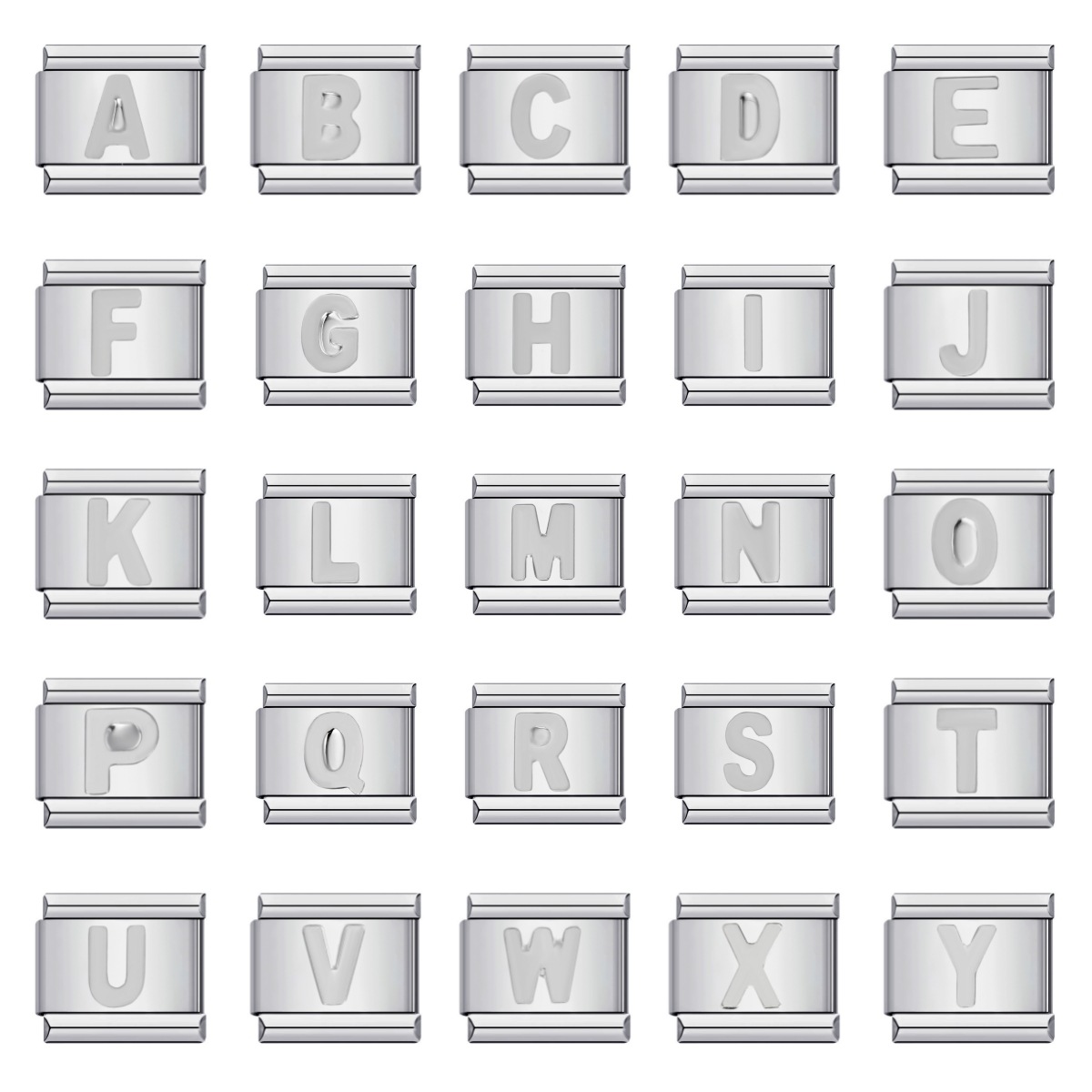 New titanium steel silver concave 26-letter Italian modular bracelet DIY watch strap accessories wholesale