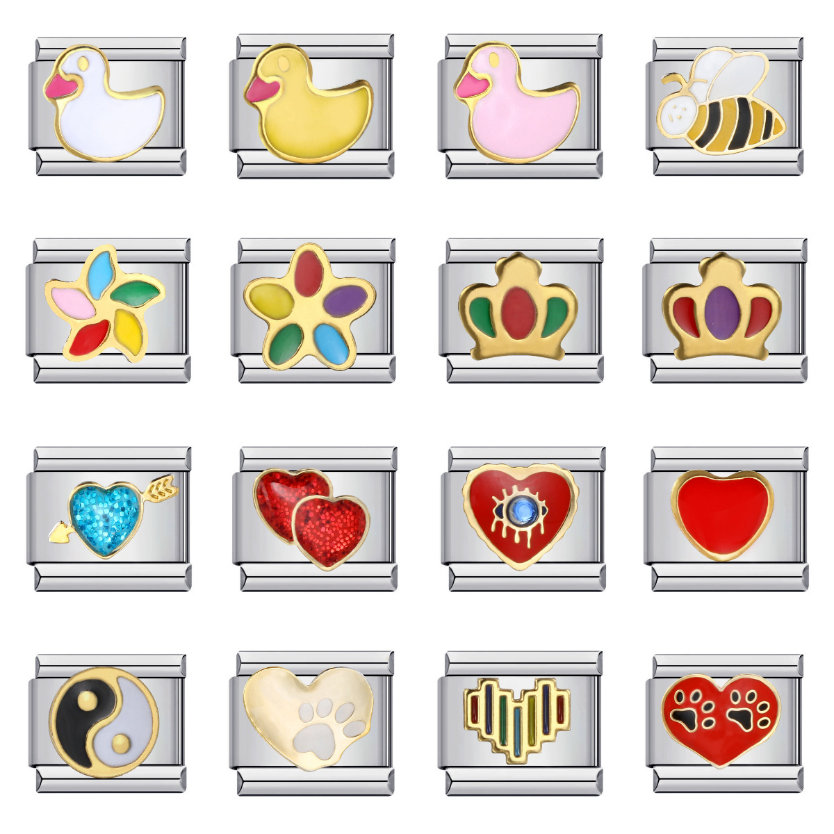 New cross-border stainless steel welded pattern gold-plated oil-drop bracelet cartoon DIY Italian modular bracelet wholesale