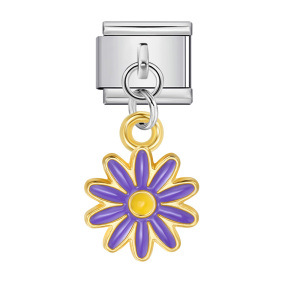 Single silver flower pendant Italian modular bracelet stainless steel gold-plated drip oil DIY hook bangle