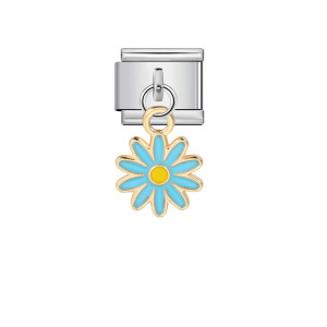 Single silver flower pendant Italian modular bracelet stainless steel gold-plated drip oil DIY hook bangle