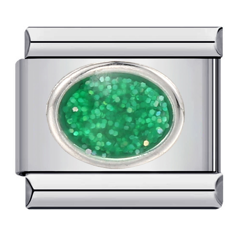 DIY Italian Modular Bracelet with Colored Oil Drip Pattern and Oval Stamped Design on Stainless Steel - Italian Charm