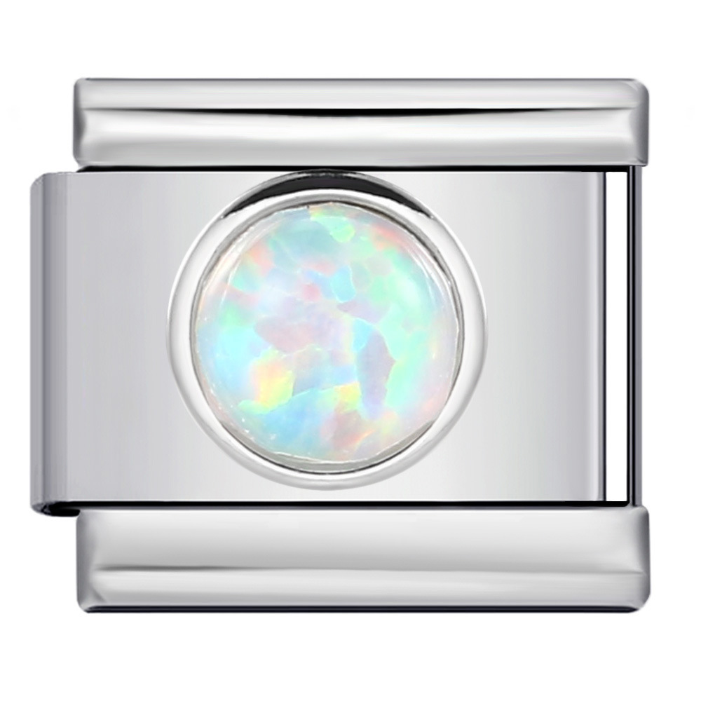DIY Italian Modular Bracelet with Colored Oil Drip Pattern and Oval Stamped Design on Stainless Steel - Italian Charm