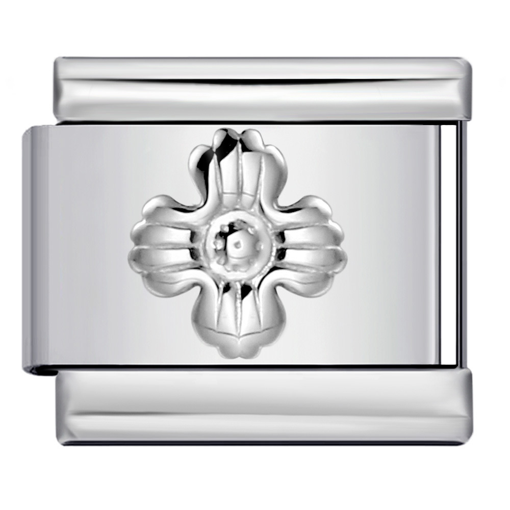 DIY Italian Modular Charm Bracelet with Convex Silver Stamped Pattern on Titanium Steel