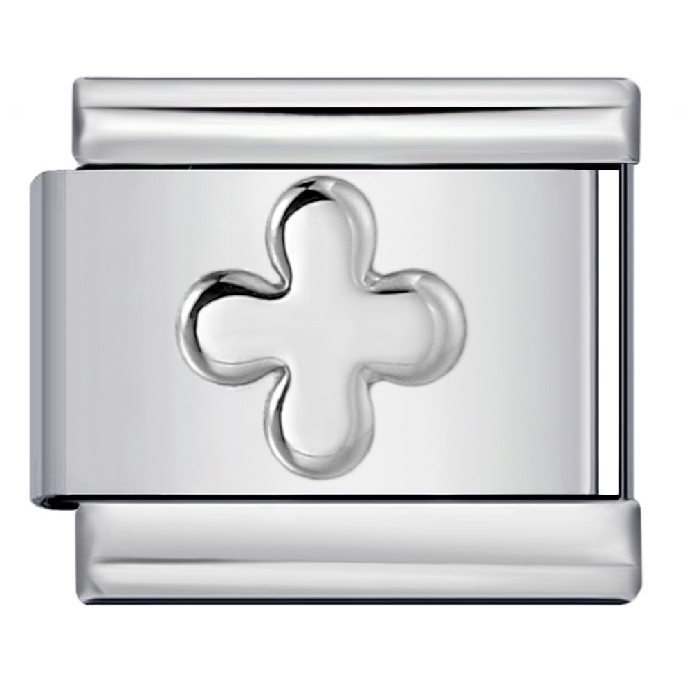 DIY Italian Modular Charm Bracelet with Convex Silver Stamped Pattern on Titanium Steel