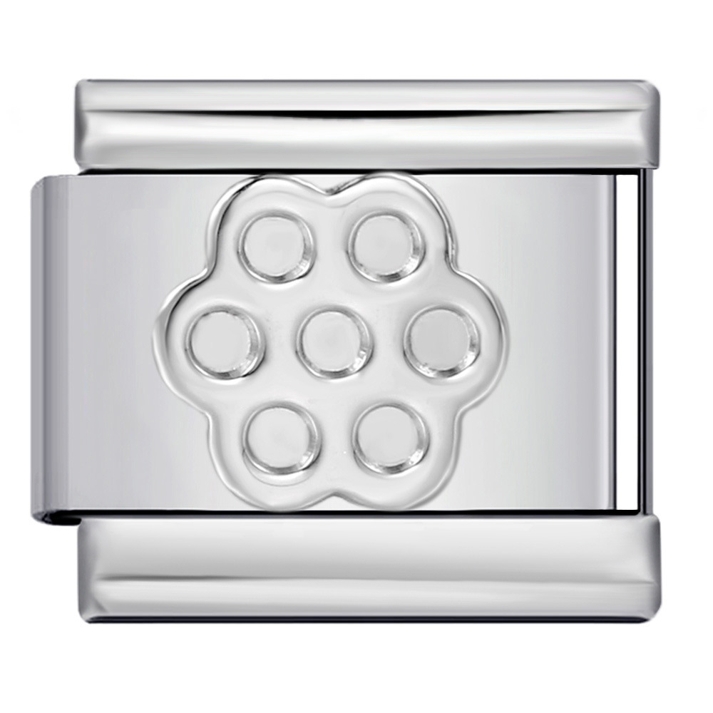 DIY Italian Modular Charm Bracelet with Convex Silver Stamped Pattern on Titanium Steel