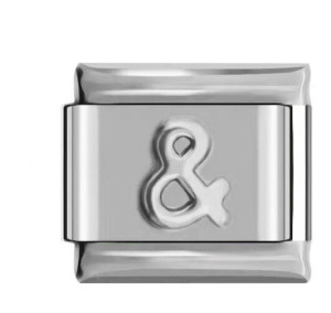 DIY Italian Modular Charm Bracelet with Convex Silver Stamped Pattern on Titanium Steel