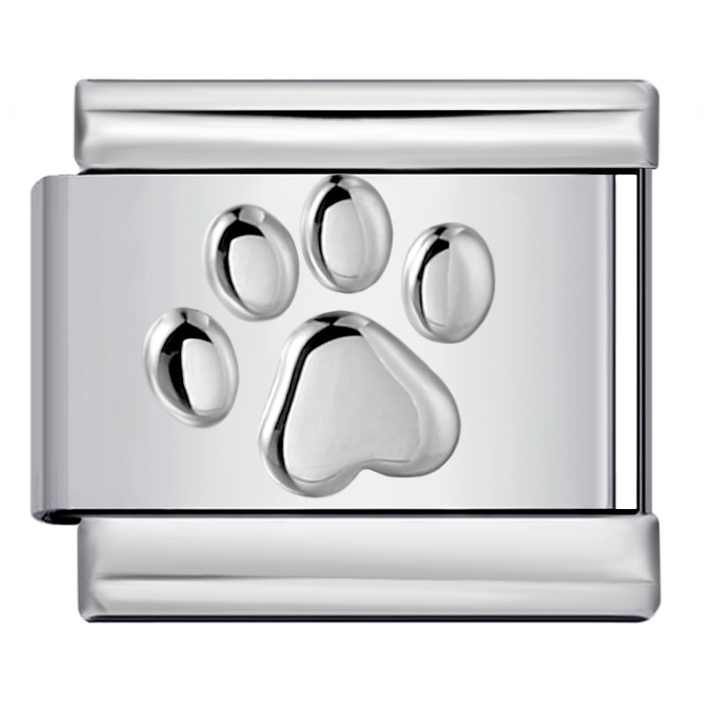 DIY Italian Modular Charm Bracelet with Convex Silver Stamped Pattern on Titanium Steel