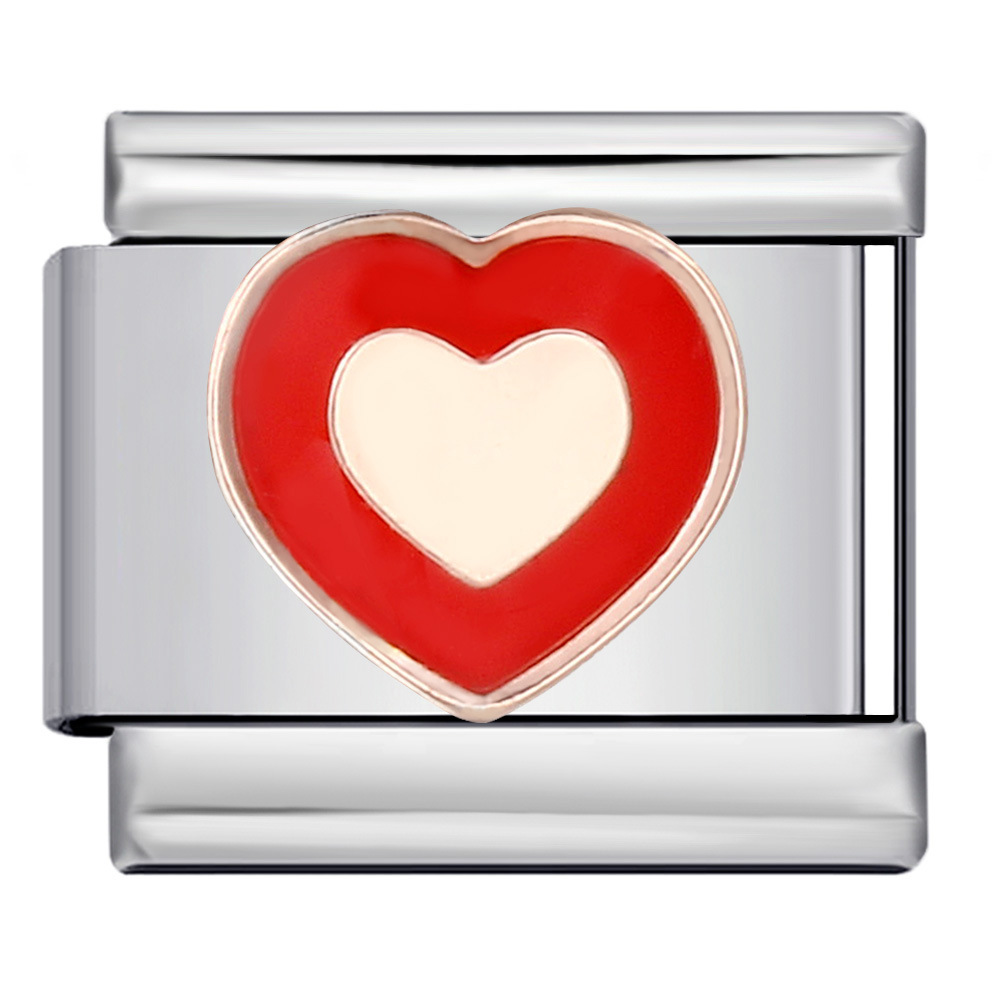 New heart-themed Italian modular bracelet, titanium steel gold-plated, DIY welded pattern bracelet accessories.
