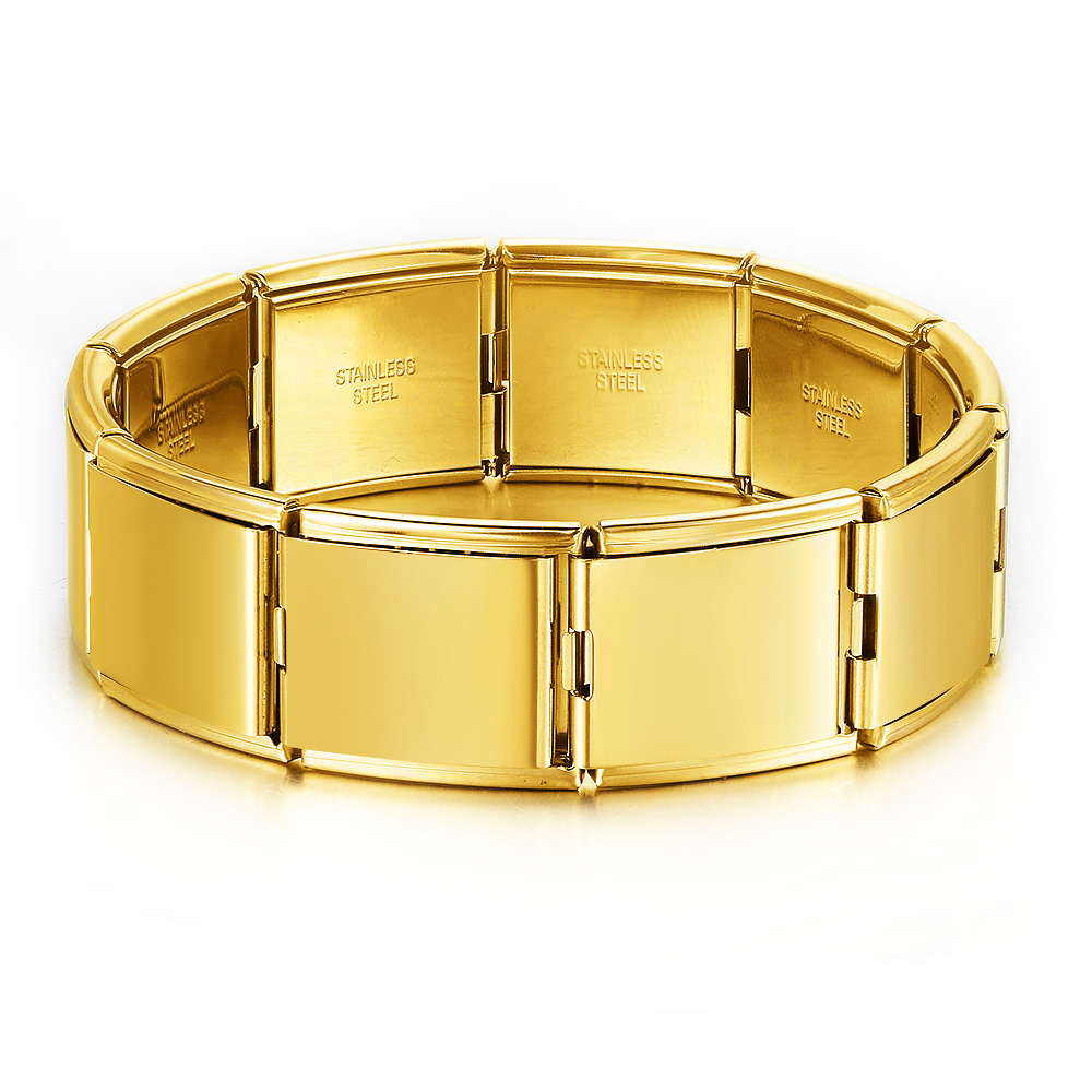 Hook-shaped functional Italian modular bracelet with square elastic splicing titanium steel watch strap chain, wide and long facets, pendant.