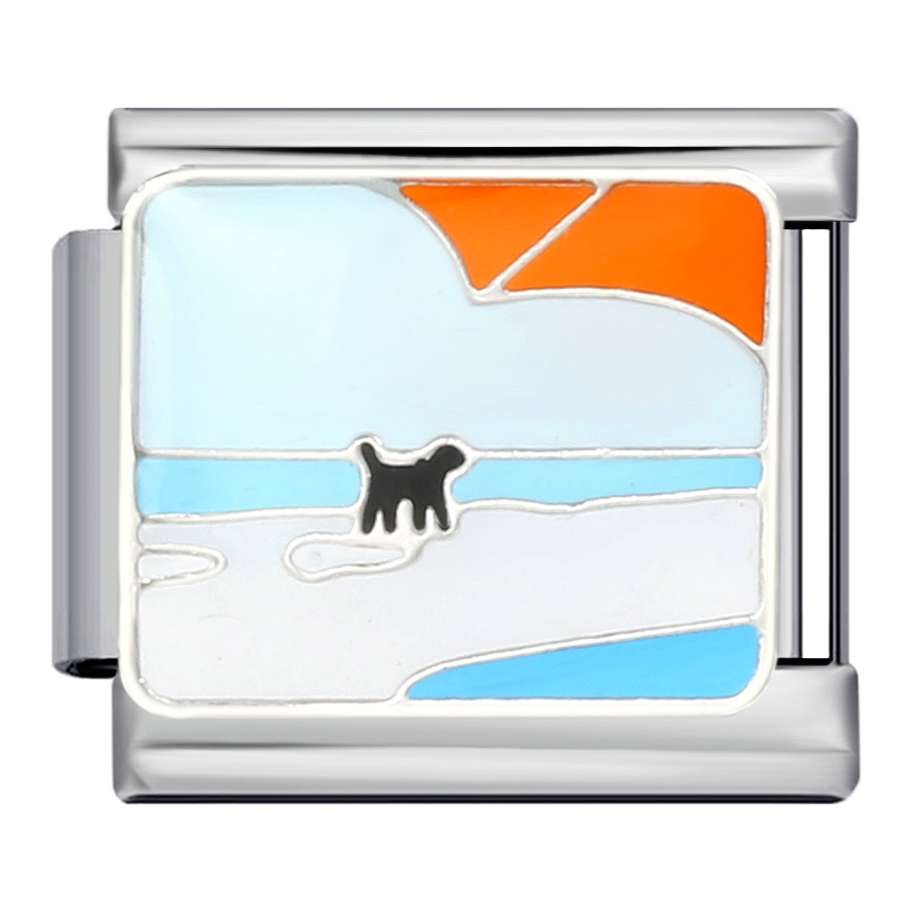 Pet cat and dog series titanium steel welded oil dripping bracelet cartoon DIY Italian modular bracelet wholesale