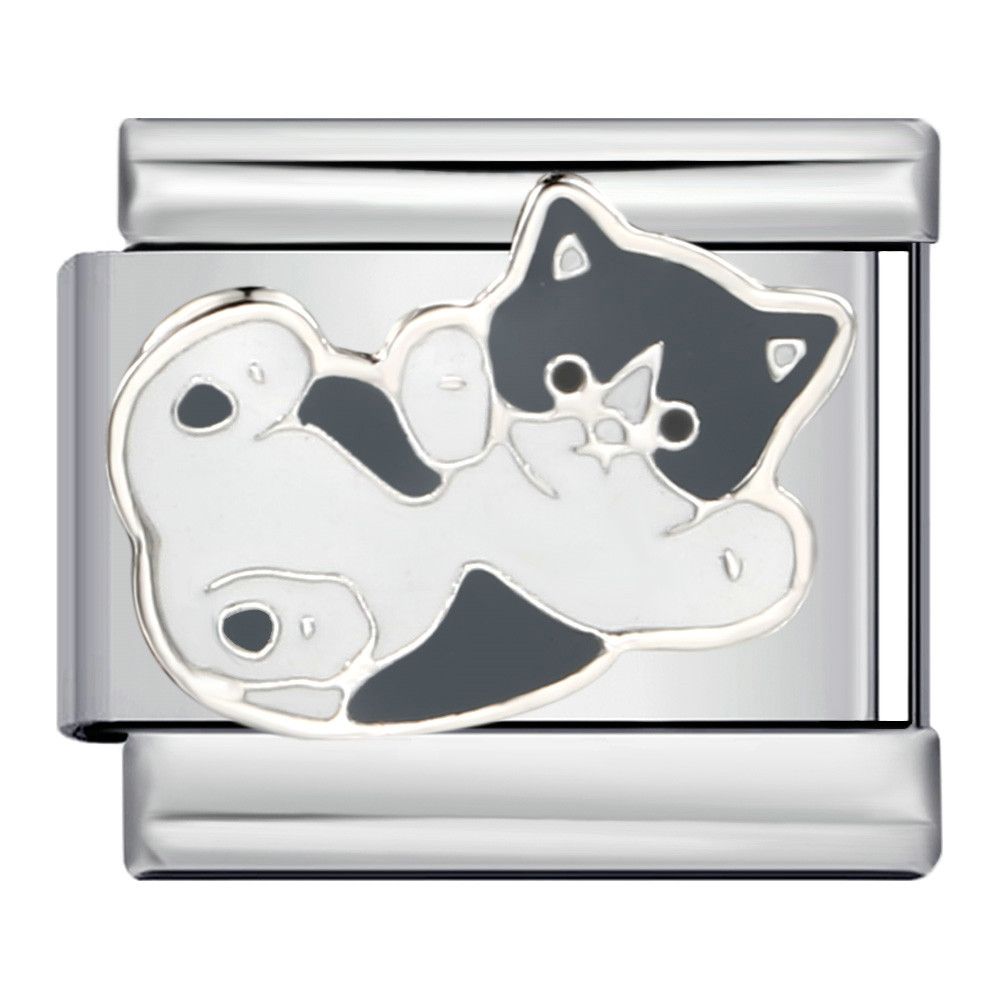 Pet cat and dog series titanium steel welded oil dripping bracelet cartoon DIY Italian modular bracelet wholesale