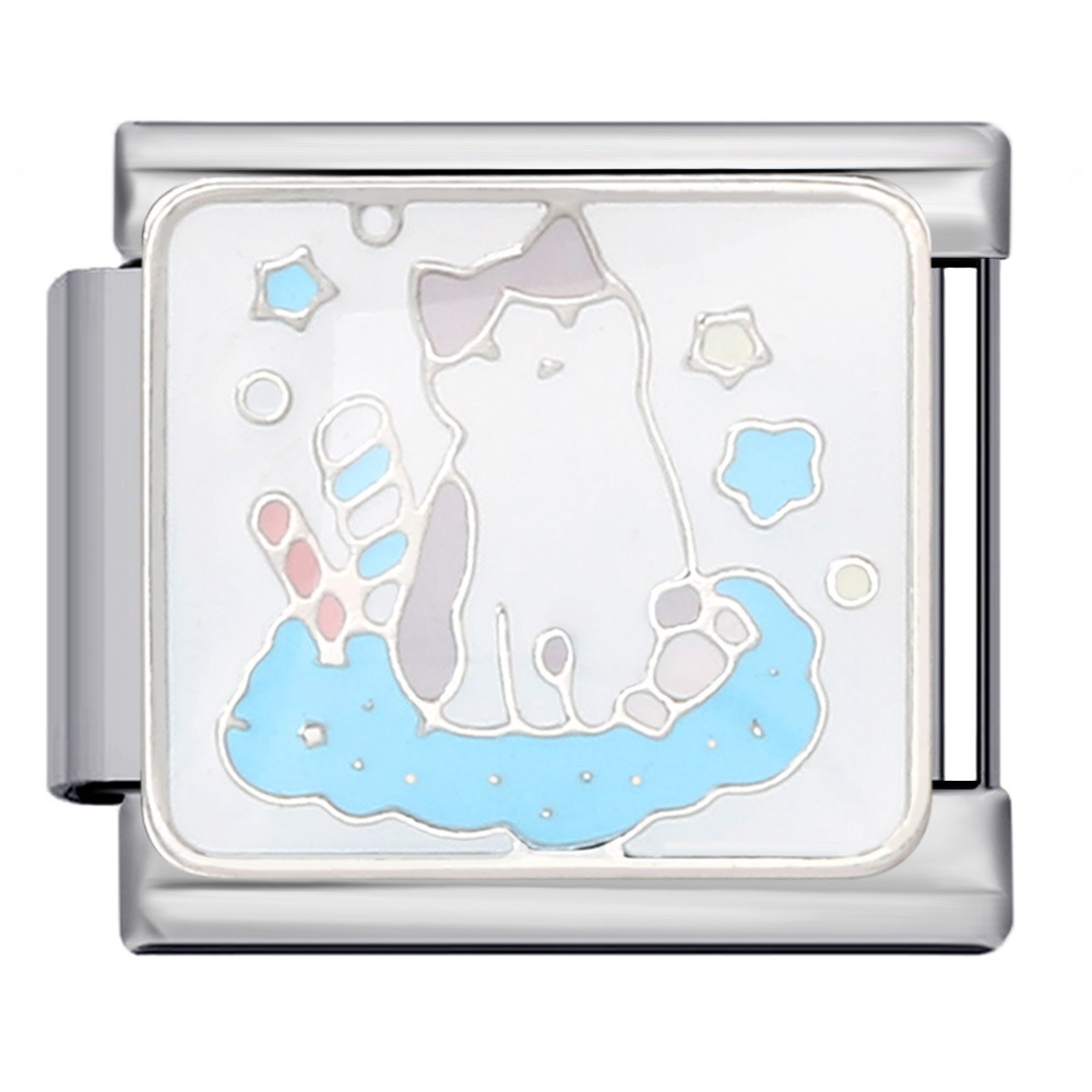 Pet cat and dog series titanium steel welded oil dripping bracelet cartoon DIY Italian modular bracelet wholesale