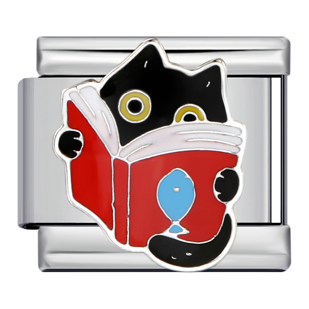 Pet cat and dog series titanium steel welded oil dripping bracelet cartoon DIY Italian modular bracelet wholesale