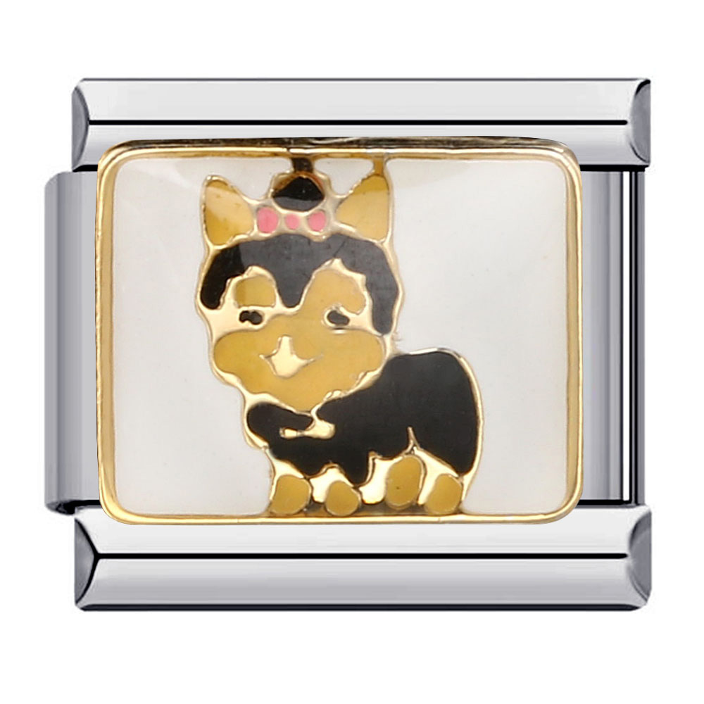 Pet cat and dog series titanium steel welded oil dripping bracelet cartoon DIY Italian modular bracelet wholesale