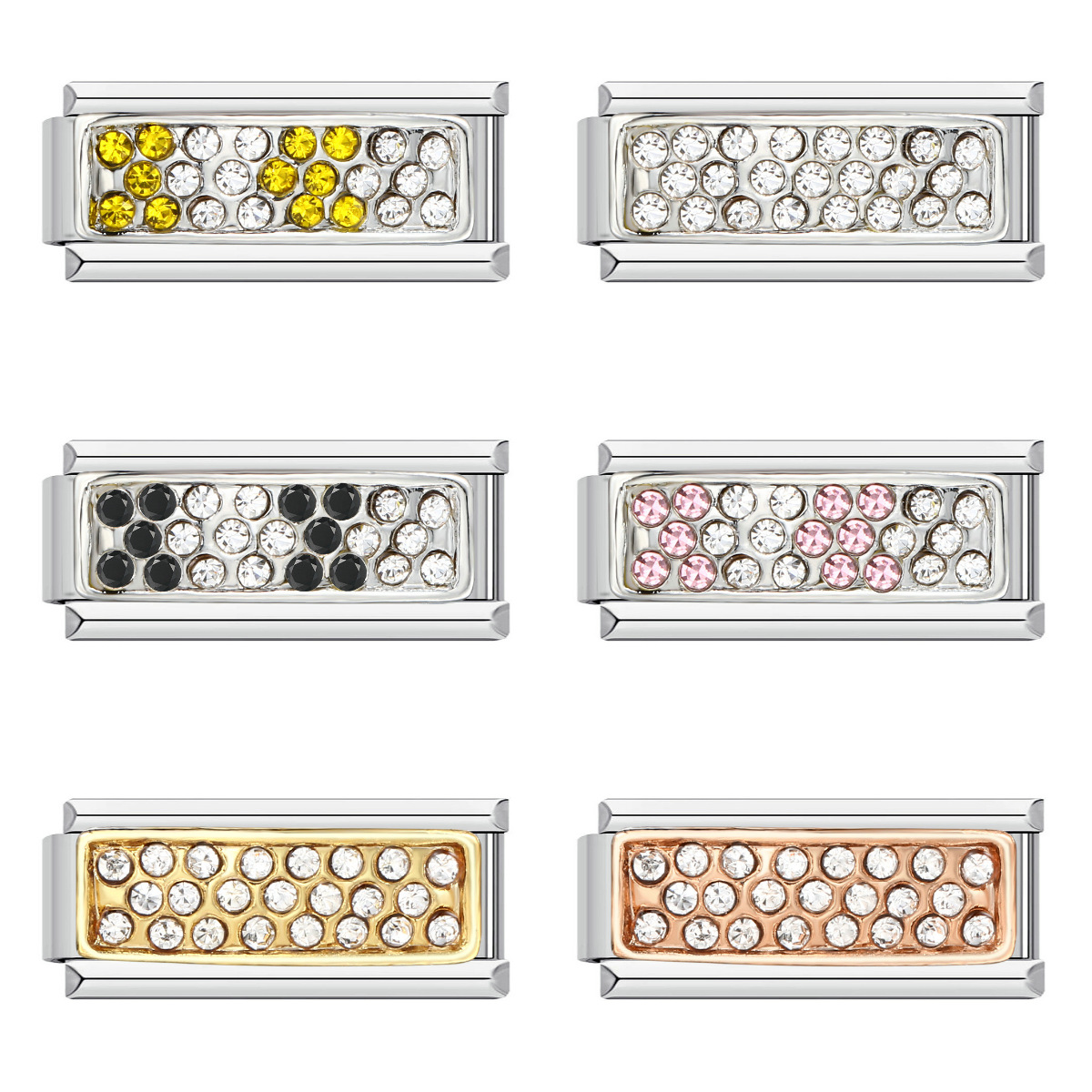 Long, diamond-encrusted Italian modular bracelet, new style, titanium steel welded dripping, cartoon DIY splicing bracelet.