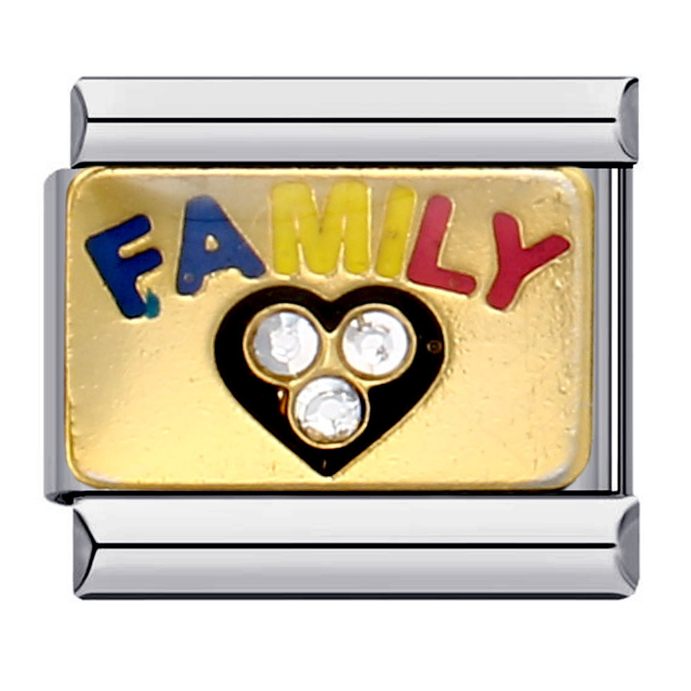 DIY Italian Modular Charm Bracelet Made of Titanium Steel with Gold Plating and Welding by Family Members