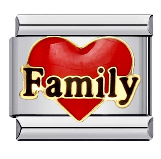 DIY Italian Modular Charm Bracelet Made of Titanium Steel with Gold Plating and Welding by Family Members