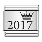 Crown year pattern Italian modular bracelet titanium steel laser engraved bangle