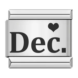 Simple December abbreviation pattern Italian modular bracelet titanium steel laser engraving DIY bangle