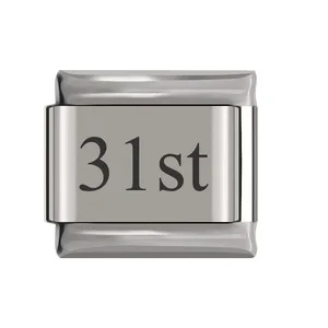 New stainless steel date Italian module bracelet laser engraved bangle
