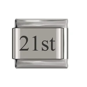 New stainless steel date Italian module bracelet laser engraved bangle