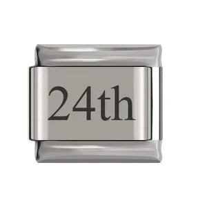 New stainless steel date Italian module bracelet laser engraved bangle