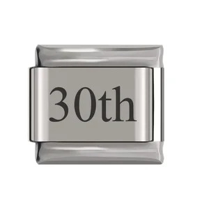 New stainless steel date Italian module bracelet laser engraved bangle