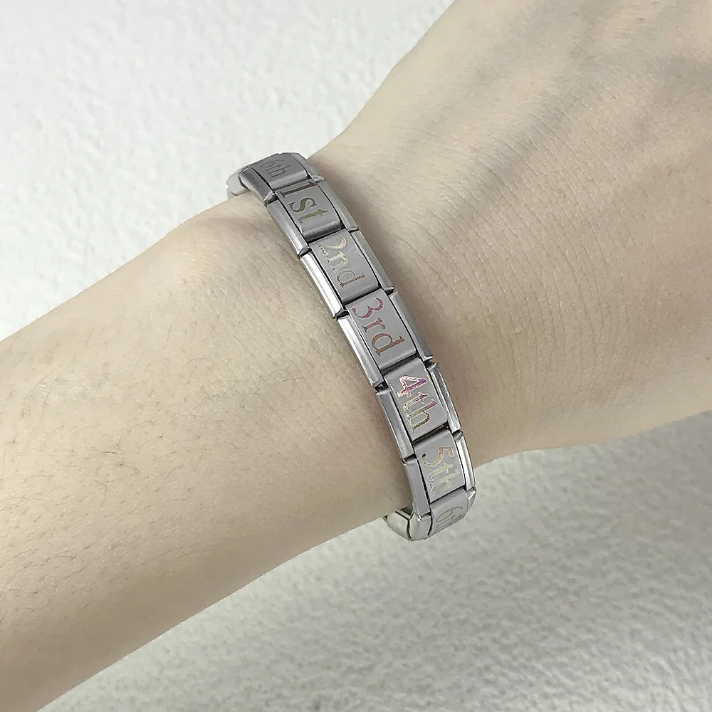New stainless steel date Italian module bracelet laser engraved bangle