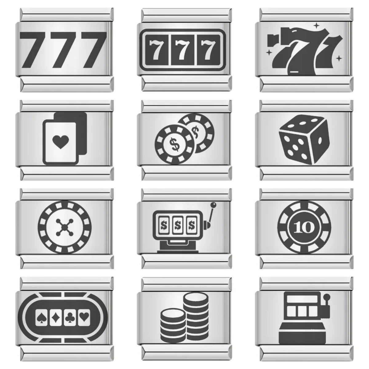 Laser-engraved board game Italian modular bracelet, stainless steel DIY splicing elastic bracelet