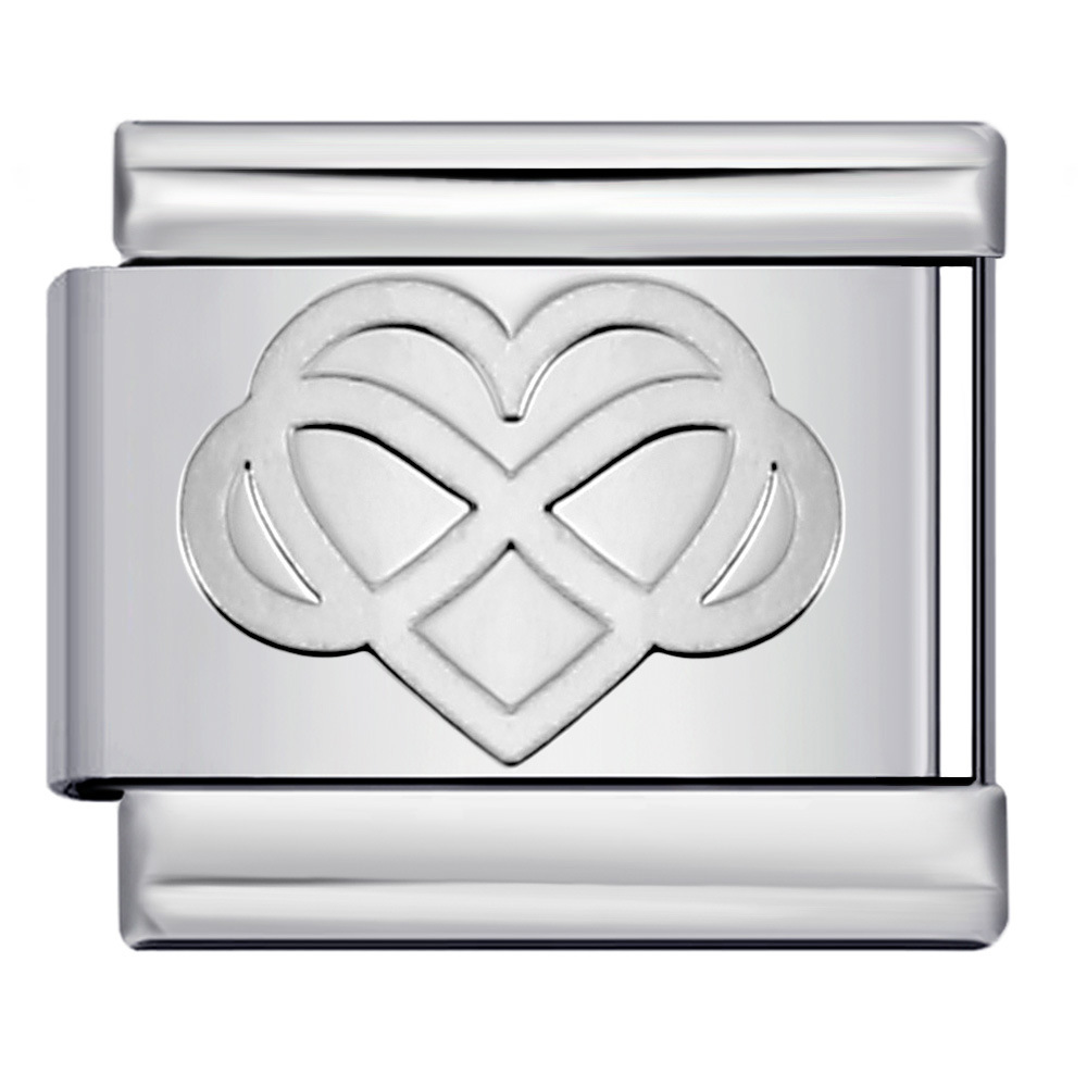 DIY Italian Modular Charm Bracelet with Concave Silver Titanium Steel Stamped Pattern