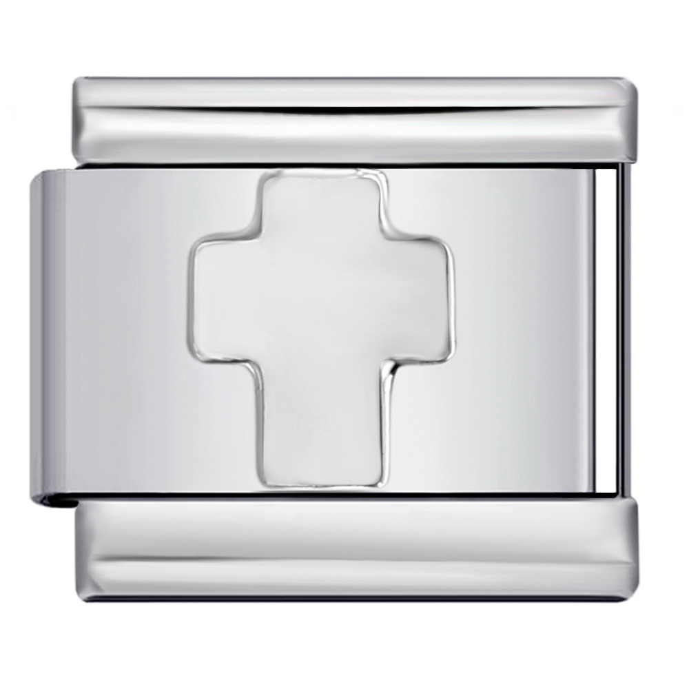 DIY Italian Modular Charm Bracelet with Concave Silver Titanium Steel Stamped Pattern