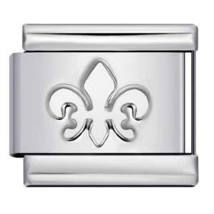 DIY Italian Modular Charm Bracelet with Concave Silver Titanium Steel Stamped Pattern