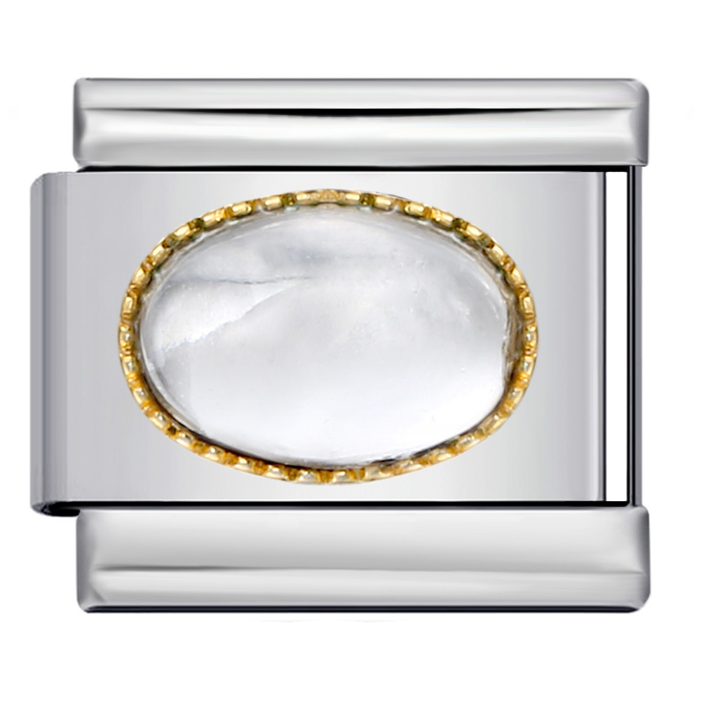 New gold and silver base micro-inlaid oval colored stone Italian modular bracelet DIY titanium steel welded dripping bracelet