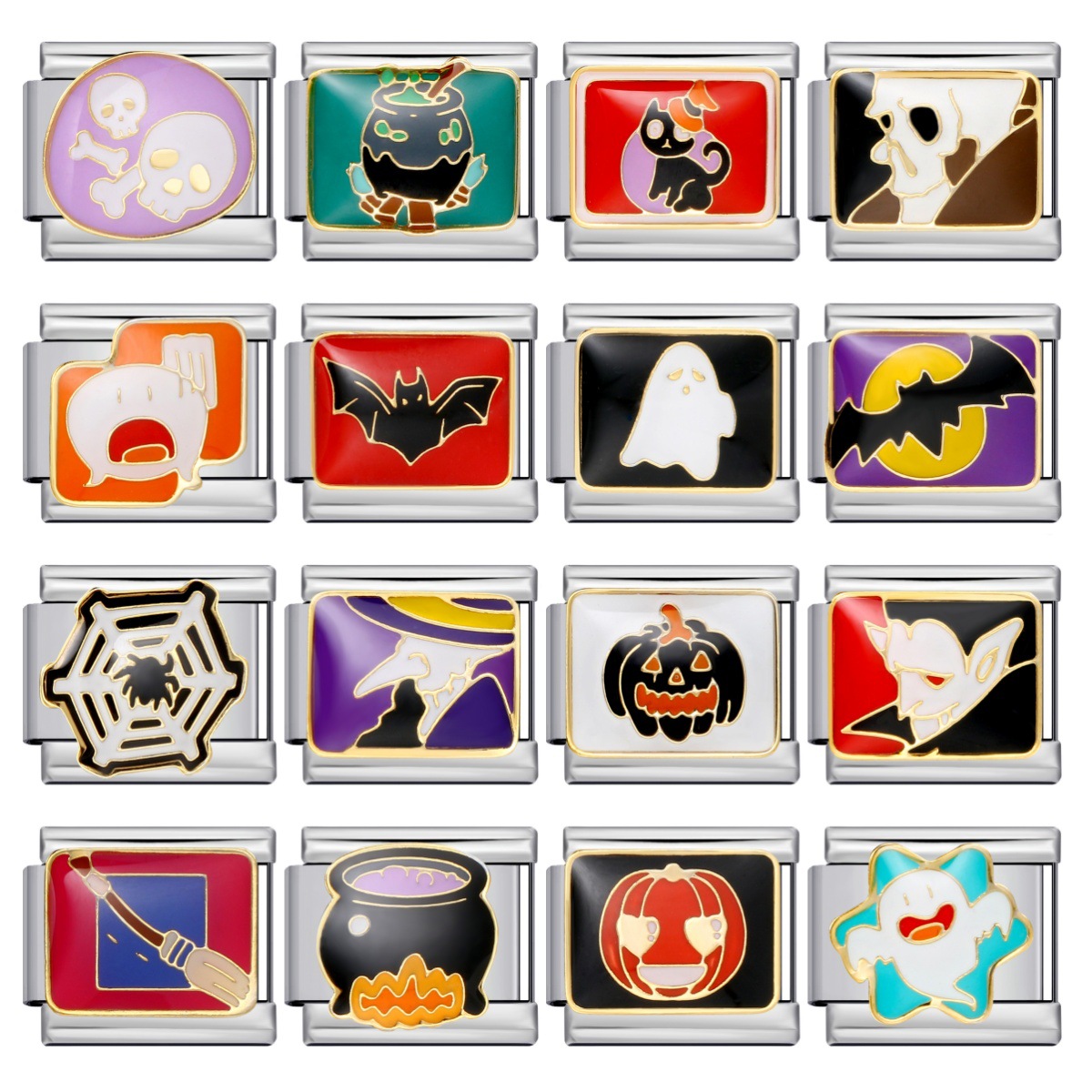 New Halloween-themed Italian modular bracelet DIY titanium steel welded gold-plated oil-sprayed bracelet accessories wholesale
