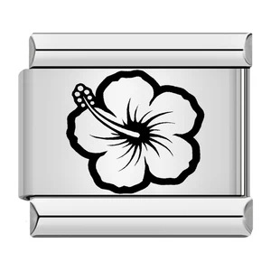 DIY Italian Charms: Laser-engraved floral Italian modular bracelet with elastic watch strap.