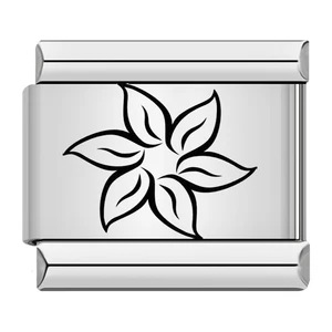 DIY Italian Charms: Laser-engraved floral Italian modular bracelet with elastic watch strap.