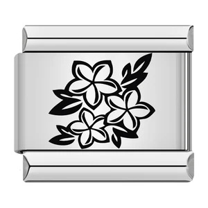 DIY Italian Charms: Laser-engraved floral Italian modular bracelet with elastic watch strap.