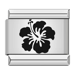 DIY Italian Charms: Laser-engraved floral Italian modular bracelet with elastic watch strap.