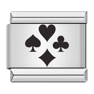 Cross-border hot-selling laser-engraved chess and card entertainment patterns titanium steel DIY Italian modular bracelet wholesale