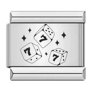 Cross-border hot-selling laser-engraved chess and card entertainment patterns titanium steel DIY Italian modular bracelet wholesale
