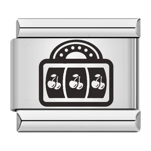Cross-border hot-selling laser-engraved chess and card entertainment patterns titanium steel DIY Italian modular bracelet wholesale