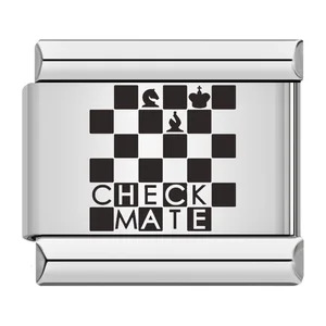 Cross-border hot-selling laser-engraved chess and card entertainment patterns titanium steel DIY Italian modular bracelet wholesale
