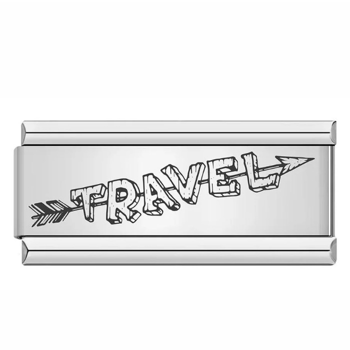 Long titanium steel laser-engraved pattern Italian modular bracelet DIY fashion bangle Italian Charms