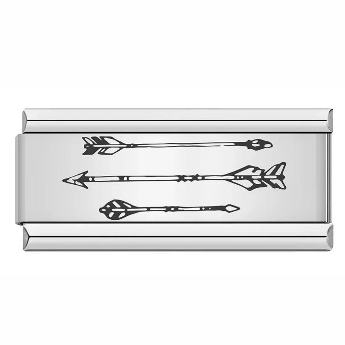 Long titanium steel laser-engraved pattern Italian modular bracelet DIY fashion bangle Italian Charms