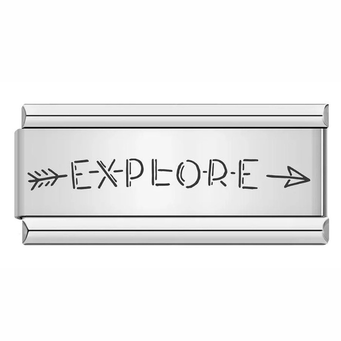Long titanium steel laser-engraved pattern Italian modular bracelet DIY fashion bangle Italian Charms