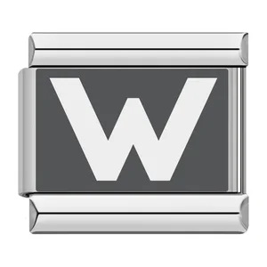 Laser-engraved 26-letter Italian modular stainless steel bracelet