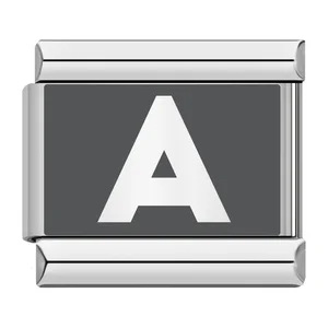 Laser-engraved 26-letter Italian modular stainless steel bracelet