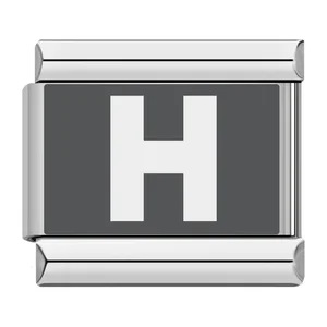 Laser-engraved 26-letter Italian modular stainless steel bracelet