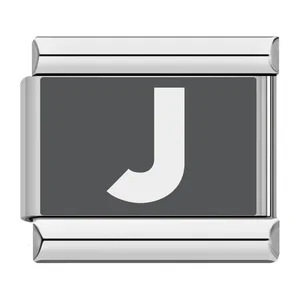 Laser-engraved 26-letter Italian modular stainless steel bracelet